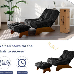 6888135600cceb27e9f0d79ca6a088aad438d0779fd96a7f66885.jpg MAXYOYO Accent Chair with Ottoman Adjustable Backrest, Tufted Living Room Chair Upholstered Lounge Chair with Footrest Set, Modern Chair Cozy Reclining Chair for Reading Room, Dark Grey