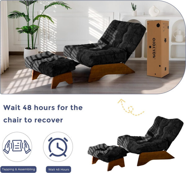 6888135600cceb27e9f0d79ca6a088aad438d0779fd96a7f66885.jpg MAXYOYO Accent Chair with Ottoman Adjustable Backrest, Tufted Living Room Chair Upholstered Lounge Chair with Footrest Set, Modern Chair Cozy Reclining Chair for Reading Room, Dark Grey