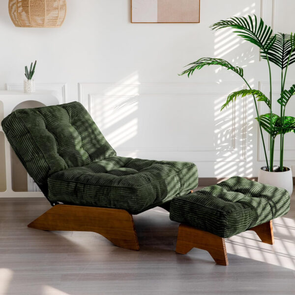 68881357a687b108fe8a9f3523d9c1c2cf87e513810540d2f65fa.jpg MAXYOYO Accent Chair with Ottoman Adjustable Backrest, Tufted Living Room Chair Upholstered Lounge Chair with Footrest Set, Modern Chair Cozy Reclining Chair for Reading Room, Dark Grey