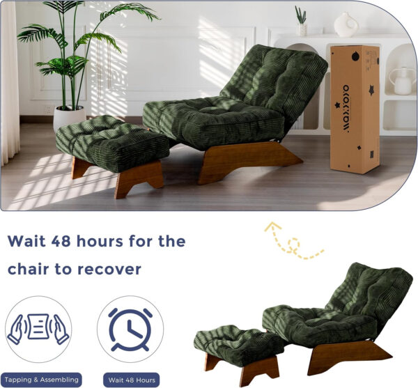 6888135d94584c581d271d800622a090cd8a1ef8786e9369bbe9c.jpg MAXYOYO Accent Chair with Ottoman Adjustable Backrest, Tufted Living Room Chair Upholstered Lounge Chair with Footrest Set, Modern Chair Cozy Reclining Chair for Reading Room, Dark Grey