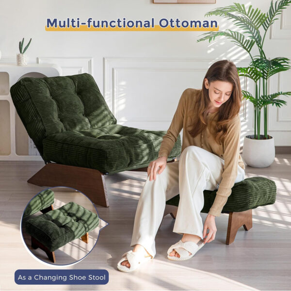 68881361b5aefe9b0b06e93087e4309758215a89fd74972c4c0d2.jpg MAXYOYO Accent Chair with Ottoman Adjustable Backrest, Tufted Living Room Chair Upholstered Lounge Chair with Footrest Set, Modern Chair Cozy Reclining Chair for Reading Room, Dark Grey