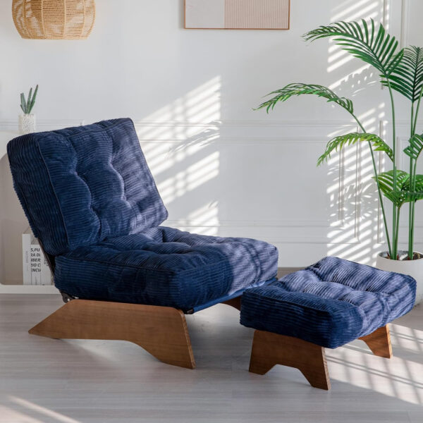 688813653393dcb83fc87007879e96e36c0de49fa44d645f93772.jpg MAXYOYO Accent Chair with Ottoman Adjustable Backrest, Tufted Living Room Chair Upholstered Lounge Chair with Footrest Set, Modern Chair Cozy Reclining Chair for Reading Room, Dark Grey