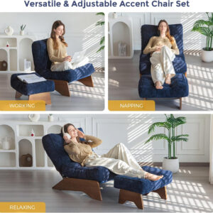 68881367dd4dfe12d0e29dd4f5203966b17cfce1ed86700ee43cc.jpg MAXYOYO Accent Chair with Ottoman Adjustable Backrest, Tufted Living Room Chair Upholstered Lounge Chair with Footrest Set, Modern Chair Cozy Reclining Chair for Reading Room, Dark Grey