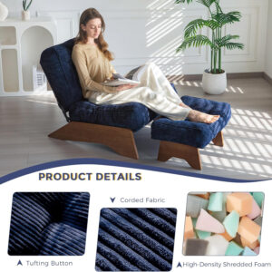 6888136ab628aea32f3b07ffa9771e7c9560193e88b61249c8836.jpg MAXYOYO Accent Chair with Ottoman Adjustable Backrest, Tufted Living Room Chair Upholstered Lounge Chair with Footrest Set, Modern Chair Cozy Reclining Chair for Reading Room, Dark Grey