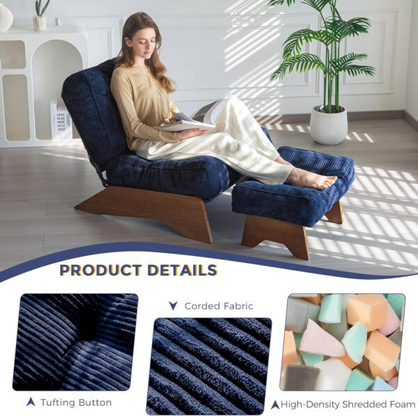 6888136ab628aea32f3b07ffa9771e7c9560193e88b61249c8836.jpg MAXYOYO Accent Chair with Ottoman Adjustable Backrest, Tufted Living Room Chair Upholstered Lounge Chair with Footrest Set, Modern Chair Cozy Reclining Chair for Reading Room, Dark Grey