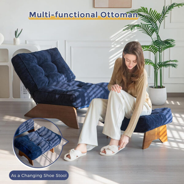 6888136e2e02755d01fab555124ca58c054bac663413a2f6c0b07.jpg MAXYOYO Accent Chair with Ottoman Adjustable Backrest, Tufted Living Room Chair Upholstered Lounge Chair with Footrest Set, Modern Chair Cozy Reclining Chair for Reading Room, Dark Grey