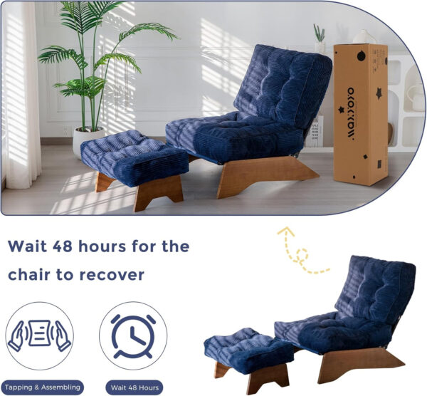 68881370c273300bb33a94ca7a8a797bbc3ba50b497d8aed025bd.jpg MAXYOYO Accent Chair with Ottoman Adjustable Backrest, Tufted Living Room Chair Upholstered Lounge Chair with Footrest Set, Modern Chair Cozy Reclining Chair for Reading Room, Dark Grey