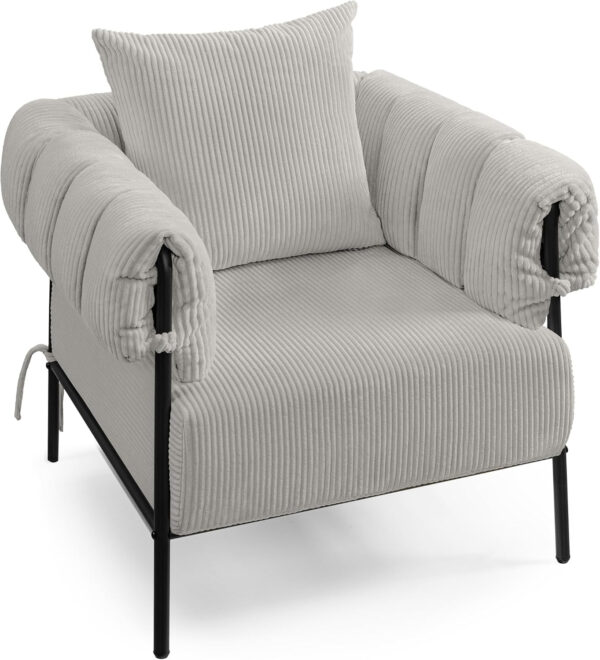FelixKing Accent Chair Modern, Upholstered Bristle Living Room Chair, Soft Leisure Chair for Bedroom, Comfy Reading Armchair with Pillow, Light Gray