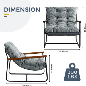 MAXYOYO Accent Chair, Velvet Arm Chair Living Room Chair with Metal Frame, Reading Accent Chair, Modern Bedroom Chair, Boucle Armchair with Wooden Arms, Beige