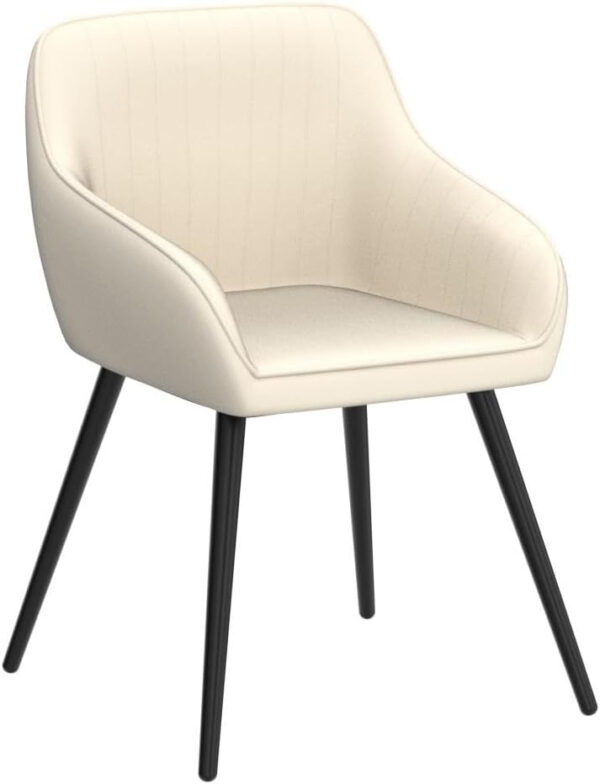 annjoe Faux Leather Accent Arm Chairs for Living Room Leisures/ Upholstered Chair with Metal Legs Set of 2 for Home Kitchen Office Bistro Cafe, Brown