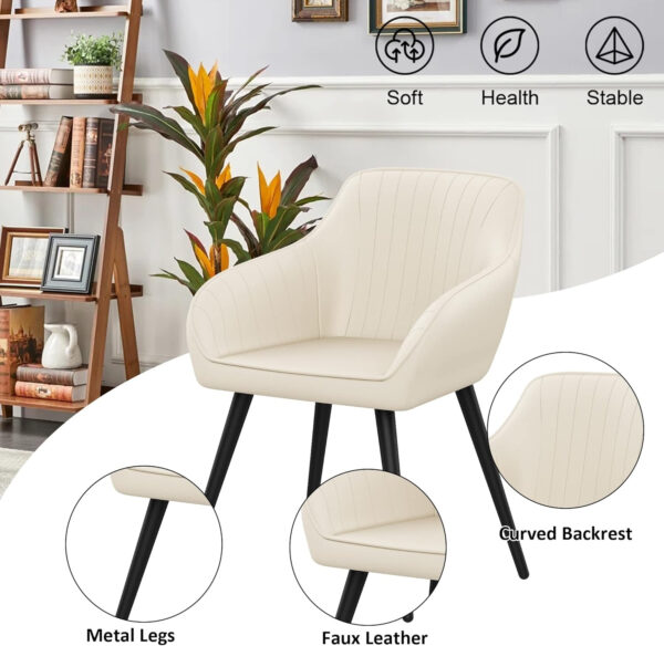 annjoe Faux Leather Accent Arm Chairs for Living Room Leisures/ Upholstered Chair with Metal Legs Set of 2 for Home Kitchen Office Bistro Cafe, Brown