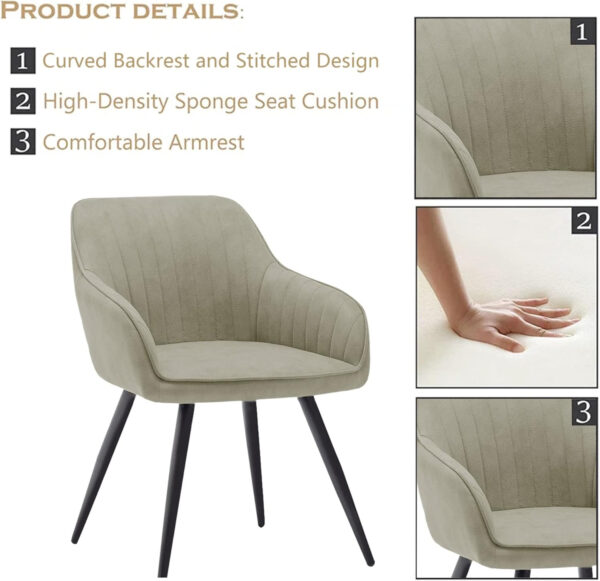 annjoe Faux Leather Accent Arm Chairs for Living Room Leisures/ Upholstered Chair with Metal Legs Set of 2 for Home Kitchen Office Bistro Cafe, Brown