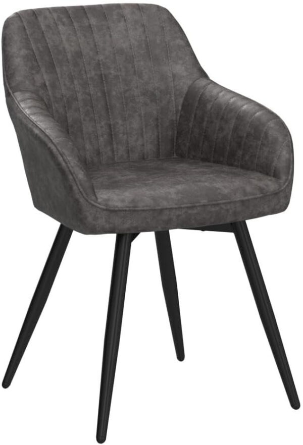 annjoe Faux Leather Accent Arm Chairs for Living Room Leisures/ Upholstered Chair with Metal Legs Set of 2 for Home Kitchen Office Bistro Cafe, Brown