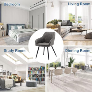 annjoe Faux Leather Accent Arm Chairs for Living Room Leisures/ Upholstered Chair with Metal Legs Set of 2 for Home Kitchen Office Bistro Cafe, Brown