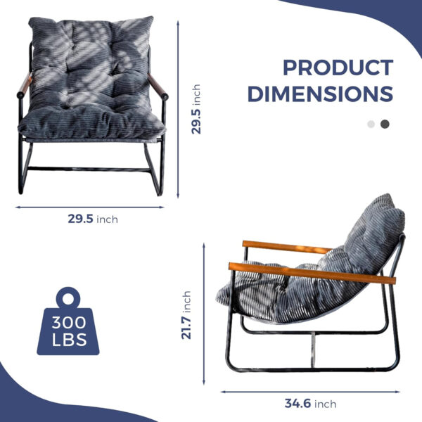 MAXYOYO Modern Accent Chair, Comfy Living Room Chair with Metal Frame Wooden Armrest, Upholstered Armchair with Soft Cushion for Bedroom Balcony Lounge Reading Room, Beige