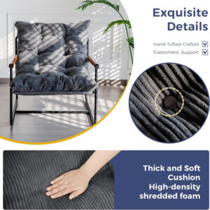 MAXYOYO Modern Accent Chair, Comfy Living Room Chair with Metal Frame Wooden Armrest, Upholstered Armchair with Soft Cushion for Bedroom Balcony Lounge Reading Room, Beige