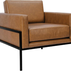 HomePop Modern Metal Frame Accent Chair Home Décor|Accent Chairs for Living Room & Bedroom - Carmel Faux Leather
