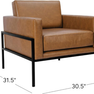 HomePop Modern Metal Frame Accent Chair Home Décor|Accent Chairs for Living Room & Bedroom - Carmel Faux Leather