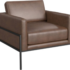 HomePop Modern Metal Frame Accent Chair Home Décor|Accent Chairs for Living Room & Bedroom - Carmel Faux Leather