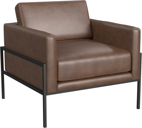HomePop Modern Metal Frame Accent Chair Home Décor|Accent Chairs for Living Room & Bedroom - Carmel Faux Leather