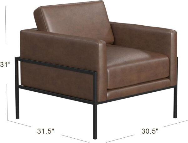 HomePop Modern Metal Frame Accent Chair Home Décor|Accent Chairs for Living Room & Bedroom - Carmel Faux Leather
