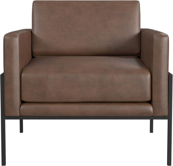 HomePop Modern Metal Frame Accent Chair Home Décor|Accent Chairs for Living Room & Bedroom - Carmel Faux Leather