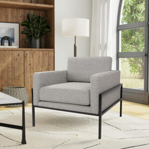 HomePop Modern Metal Frame Accent Chair Home Décor|Accent Chairs for Living Room & Bedroom - Carmel Faux Leather