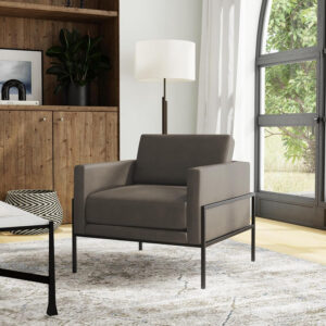 HomePop Modern Metal Frame Accent Chair Home Décor|Accent Chairs for Living Room & Bedroom - Carmel Faux Leather