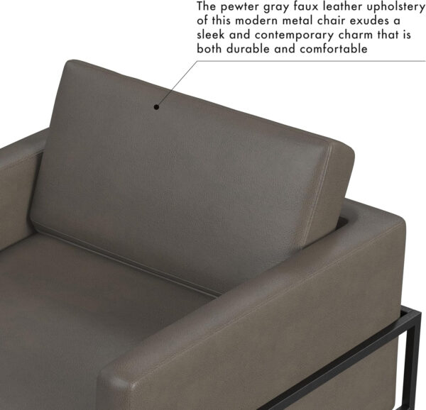 HomePop Modern Metal Frame Accent Chair Home Décor|Accent Chairs for Living Room & Bedroom - Carmel Faux Leather