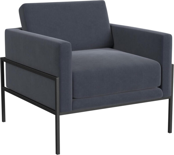HomePop Modern Metal Frame Accent Chair Home Décor|Accent Chairs for Living Room & Bedroom - Carmel Faux Leather