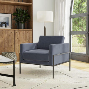 HomePop Modern Metal Frame Accent Chair Home Décor|Accent Chairs for Living Room & Bedroom - Carmel Faux Leather