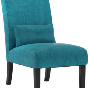 688816ec25be14fb023142a711dd6538f803047ff52c00f4a53ee.jpg Roundhill Furniture Pisano Teal Blue Fabric Armless Contemporary Accent Chair with Kidney Pillow