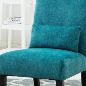 688816ef7c4fdafbb73f4d7d045dc92eff9671fffa5f35b82a417.jpg Roundhill Furniture Pisano Teal Blue Fabric Armless Contemporary Accent Chair with Kidney Pillow