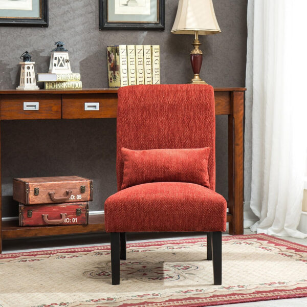 68881701af23c879bb624e645f48542b38a9cb820465a8ad2d538.jpg Roundhill Furniture Pisano Teal Blue Fabric Armless Contemporary Accent Chair with Kidney Pillow