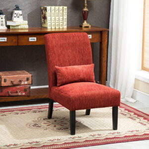 68881705df9ff12d8725b33d5b598ec06fc2258860bbd4f67c570.jpg Roundhill Furniture Pisano Teal Blue Fabric Armless Contemporary Accent Chair with Kidney Pillow