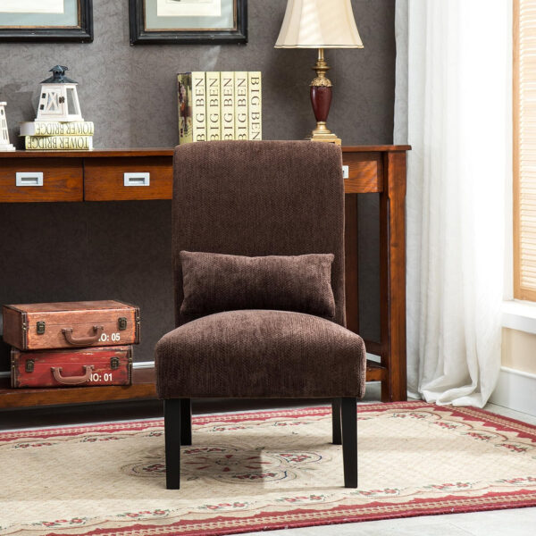 6888172b82a598601447407f5e7f34783ad6e91192004699d50e3.jpg Roundhill Furniture Pisano Teal Blue Fabric Armless Contemporary Accent Chair with Kidney Pillow