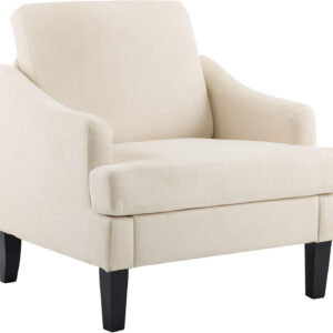 Bezseller Floral Accent Chair, Upholstered Reading Armchair with Wood Legs, Mid-Century Leisure Comfy Single Sofa Chair for Living Room, Bedroom, Home, Office, White Floral