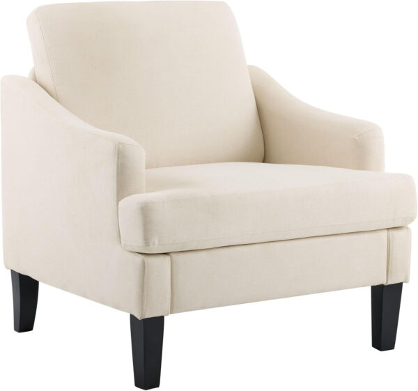 Bezseller Floral Accent Chair, Upholstered Reading Armchair with Wood Legs, Mid-Century Leisure Comfy Single Sofa Chair for Living Room, Bedroom, Home, Office, White Floral