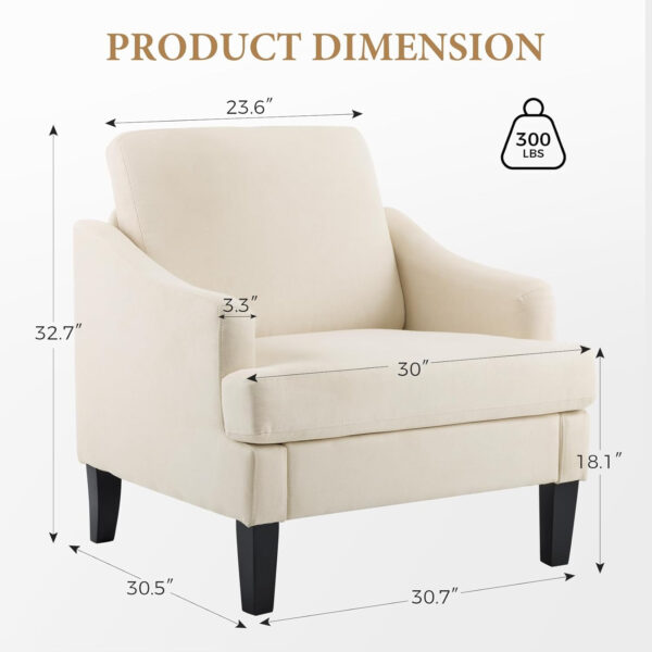 Bezseller Floral Accent Chair, Upholstered Reading Armchair with Wood Legs, Mid-Century Leisure Comfy Single Sofa Chair for Living Room, Bedroom, Home, Office, White Floral