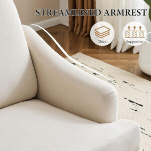 Bezseller Floral Accent Chair, Upholstered Reading Armchair with Wood Legs, Mid-Century Leisure Comfy Single Sofa Chair for Living Room, Bedroom, Home, Office, White Floral