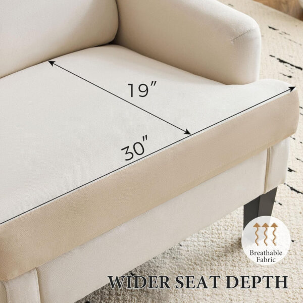 Bezseller Floral Accent Chair, Upholstered Reading Armchair with Wood Legs, Mid-Century Leisure Comfy Single Sofa Chair for Living Room, Bedroom, Home, Office, White Floral