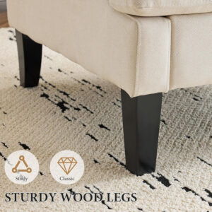 Bezseller Floral Accent Chair, Upholstered Reading Armchair with Wood Legs, Mid-Century Leisure Comfy Single Sofa Chair for Living Room, Bedroom, Home, Office, White Floral