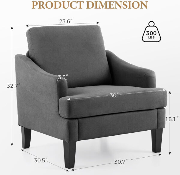 Bezseller Floral Accent Chair, Upholstered Reading Armchair with Wood Legs, Mid-Century Leisure Comfy Single Sofa Chair for Living Room, Bedroom, Home, Office, White Floral