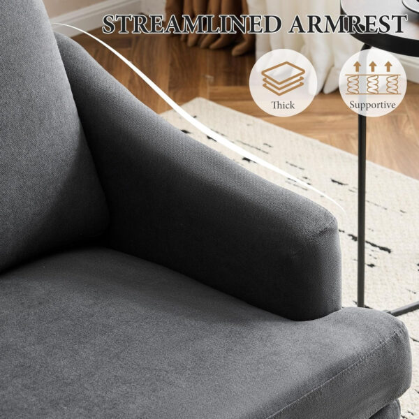 Bezseller Floral Accent Chair, Upholstered Reading Armchair with Wood Legs, Mid-Century Leisure Comfy Single Sofa Chair for Living Room, Bedroom, Home, Office, White Floral