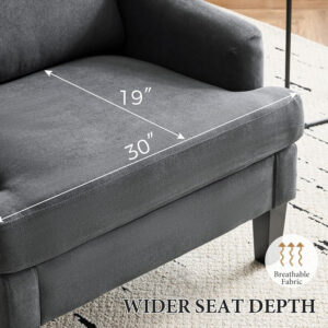 Bezseller Floral Accent Chair, Upholstered Reading Armchair with Wood Legs, Mid-Century Leisure Comfy Single Sofa Chair for Living Room, Bedroom, Home, Office, White Floral