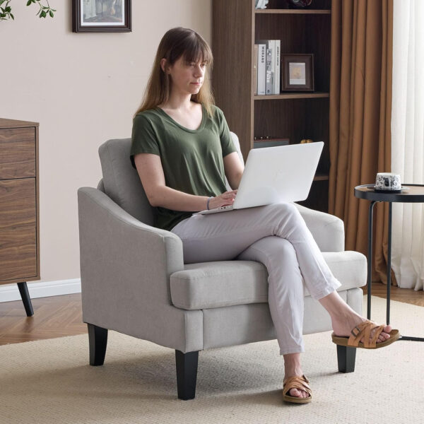 Bezseller Floral Accent Chair, Upholstered Reading Armchair with Wood Legs, Mid-Century Leisure Comfy Single Sofa Chair for Living Room, Bedroom, Home, Office, White Floral