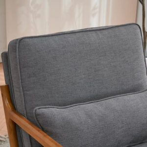 Karl home Accent Chair Mid-Century Modern Chair with Pillow Linen Fabric Upholstered Lounge Arm Chair with Solid Wood Frame & Soft Cushion for Living Room, Bedroom, Balcony, Beige