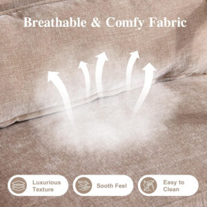 Karl home Accent Chair Mid-Century Modern Chair with Pillow Linen Fabric Upholstered Lounge Arm Chair with Solid Wood Frame & Soft Cushion for Living Room, Bedroom, Balcony, Beige