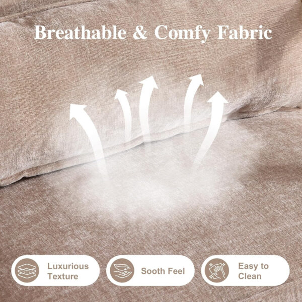 Karl home Accent Chair Mid-Century Modern Chair with Pillow Linen Fabric Upholstered Lounge Arm Chair with Solid Wood Frame & Soft Cushion for Living Room, Bedroom, Balcony, Beige