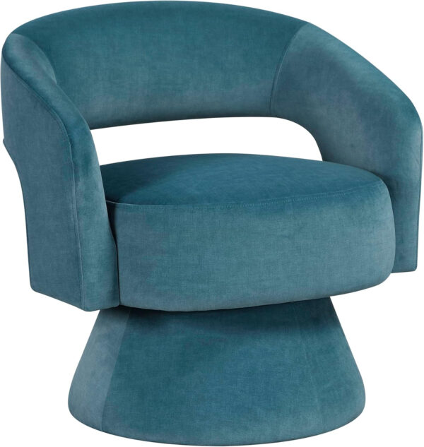 Lexicon 360 Degree Swivel Accent Chair, Modern Comfy Velvet Round Barrel Chair, Open Back, Plush Foam Cushions, Metal Swivel Base for Living Room/Bedroom/Office, Dark Teal